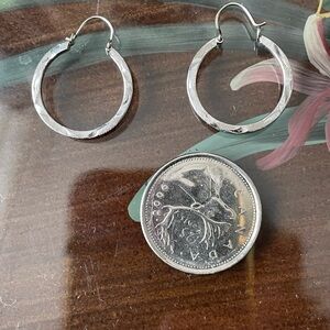 Vintage Bond Boyd Sterling Silver 925 Diamond cut Hoop Earrings